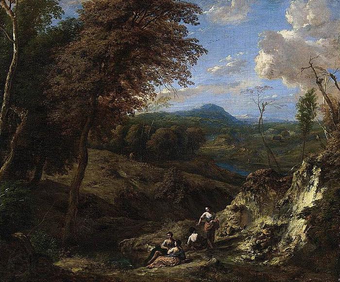 unknow artist Wooded Hilly Landscape